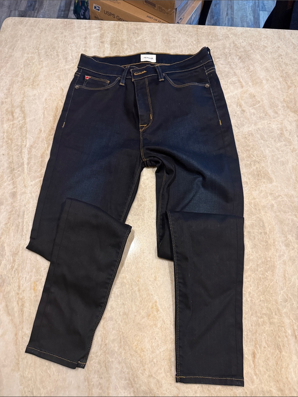 Like New Womens Hudson Jeans Black Flap Pocket Collin Skinny Size 29